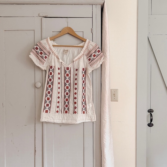 Lucky Brand Boho Peasant Top - Picture 1 of 5